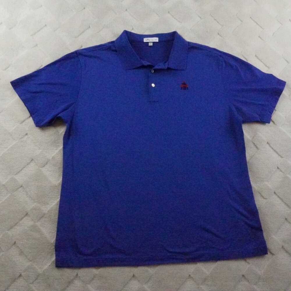 Peter Millar Polo Shirt Mens Extra Large Solid Blue Golf Performance